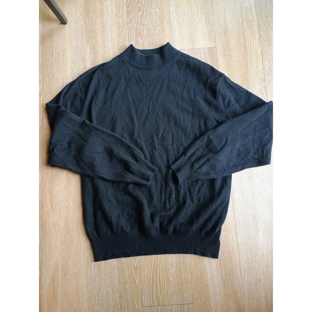 Glen Lyon 100% cashmere black crewneck sweater L quiet Luxury capsule wardrobe